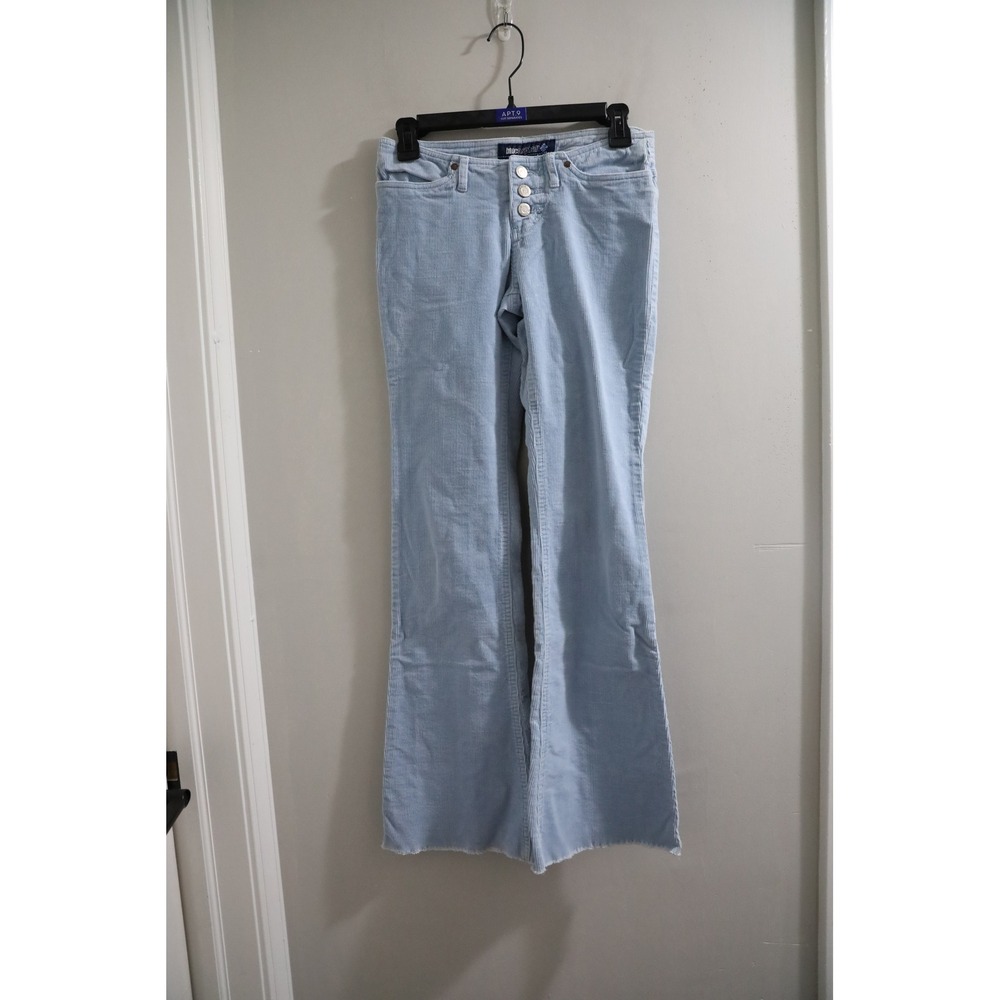 Blue Asphalt y2k Light Blue Corduroy Flare Pants Low Rise Button Fly Size 1